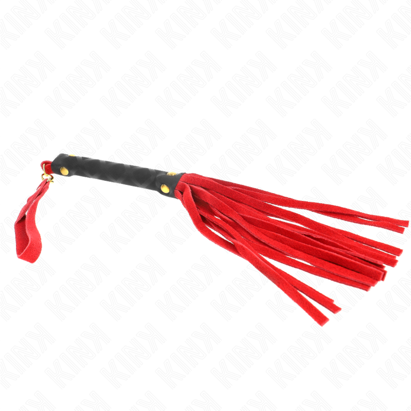 KINK IMPACT & TOUCH Mini Fouet Daim Rouge 30 Cm — vue arrière