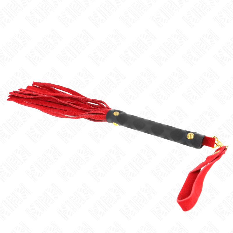 KINK IMPACT & TOUCH Mini Fouet Daim Rouge 30 Cm — accessoires inclus