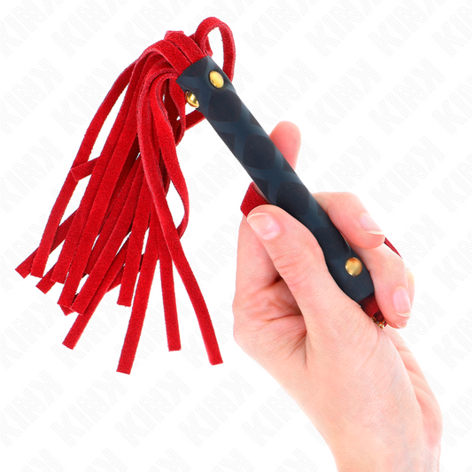 KINK IMPACT & TOUCH Mini Fouet Daim Rouge 30 Cm - Aura Intime