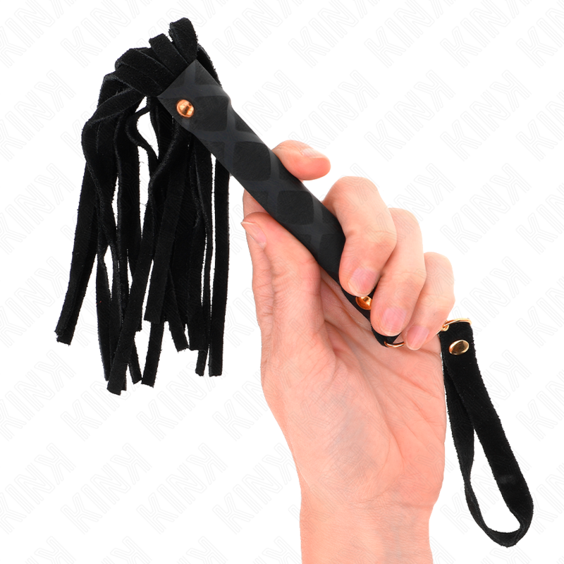 KINK IMPACT & TOUCH Mini Fouet Daim Noir 30 Cm - Aura Intime