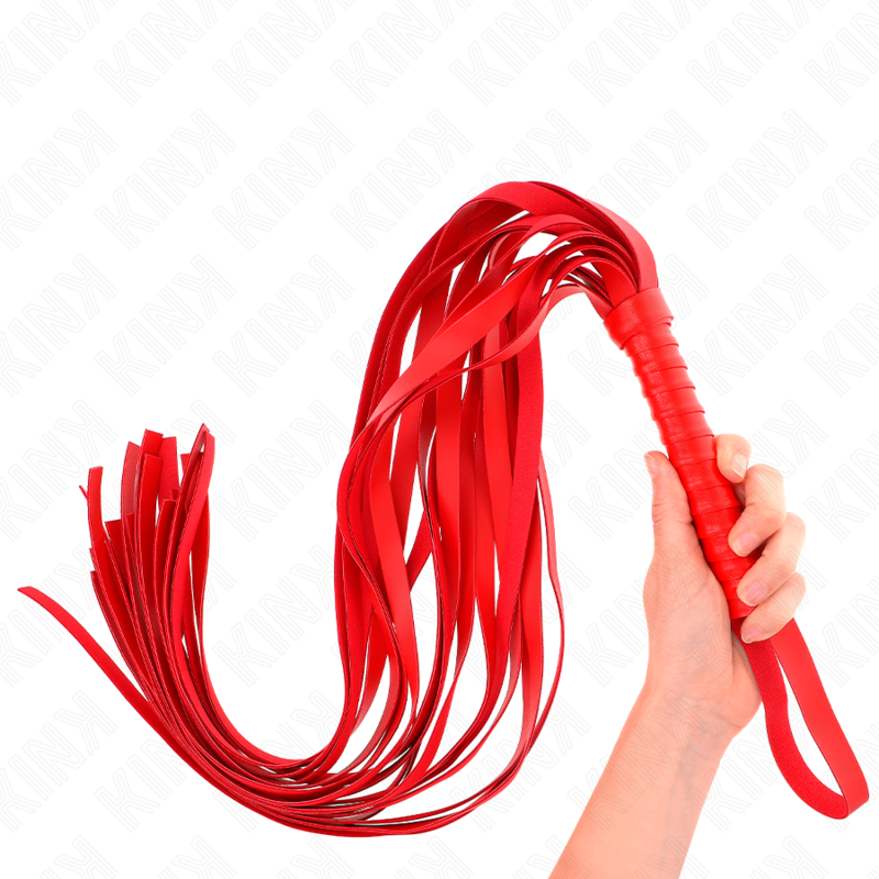 KINK IMPACT & TOUCH Fouet Rouge Manche Court Long Queue 70 Cm - Aura Intime