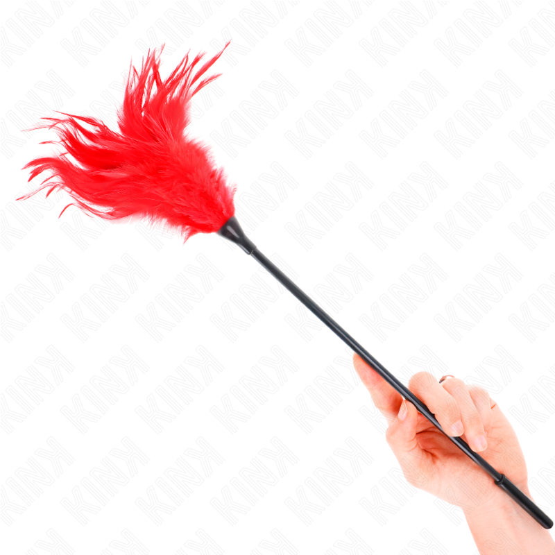 KINK IMPACT & TOUCH Plusieurs Plumes Chatouilles Rouges 45 Cm - Aura Intime