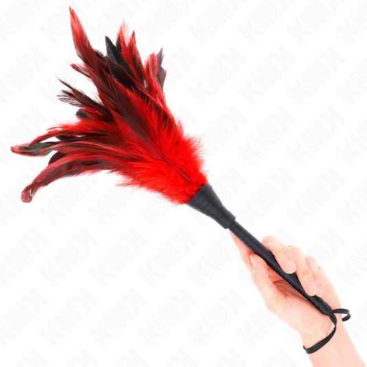 KINK IMPACT & TOUCH Plumes Poulet Tickle Forme Corne Rouge 36 Cm - Aura Intime