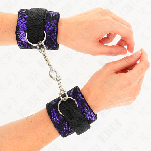 KINK WRIST RESTRAINT Attentes-Poignets Courtes Dentelle Velours Reliure Nylon ... - Aura Intime