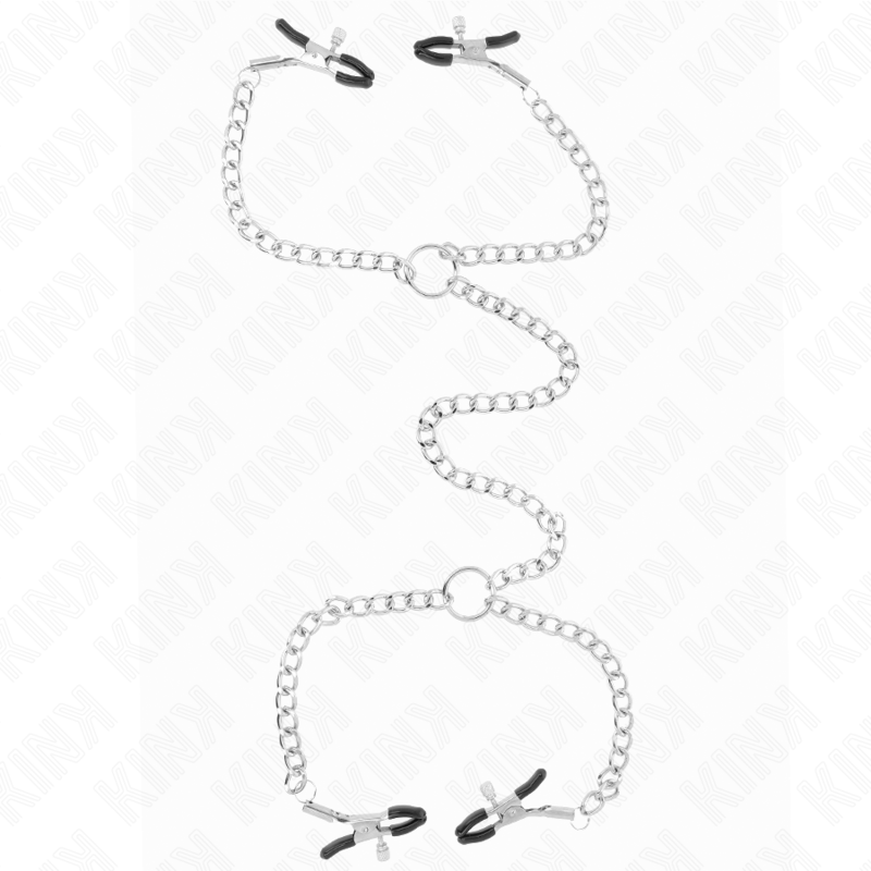 KINK NIPPLE GRIP 4 Pinces À Meton Chaîne 32 Cm Petites Chaînes 14 Cm - Aura Intime
