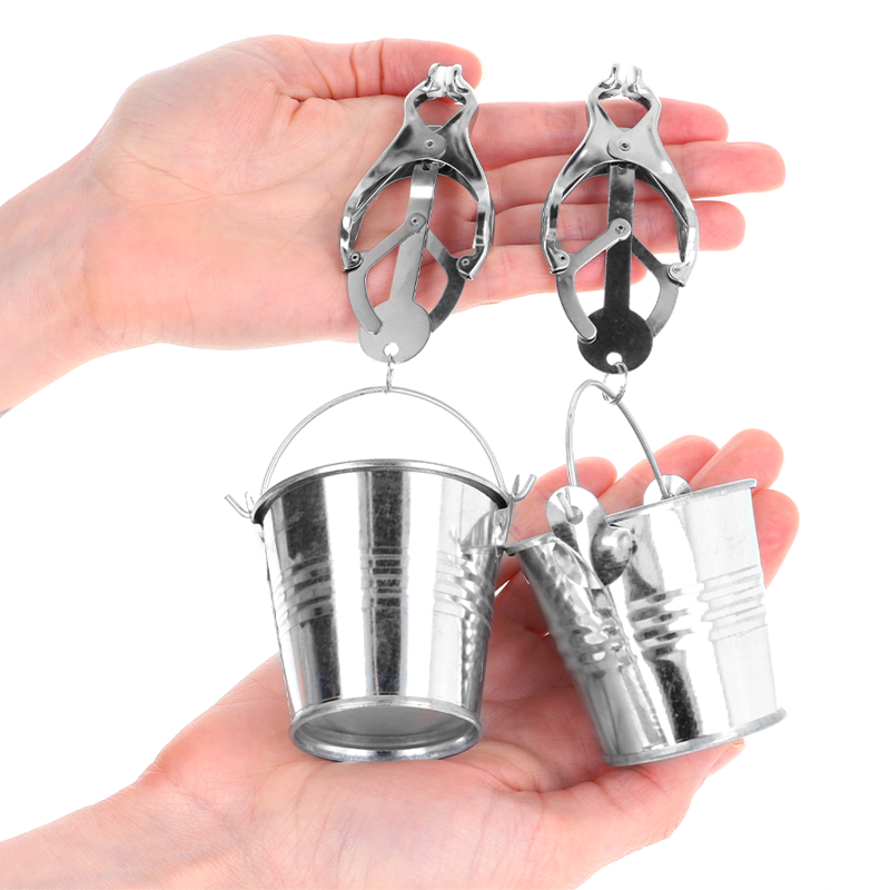 KINK NIPPLE GRIP Pinces À Seins Trèfle Japonais Seau Argent — vue arrière