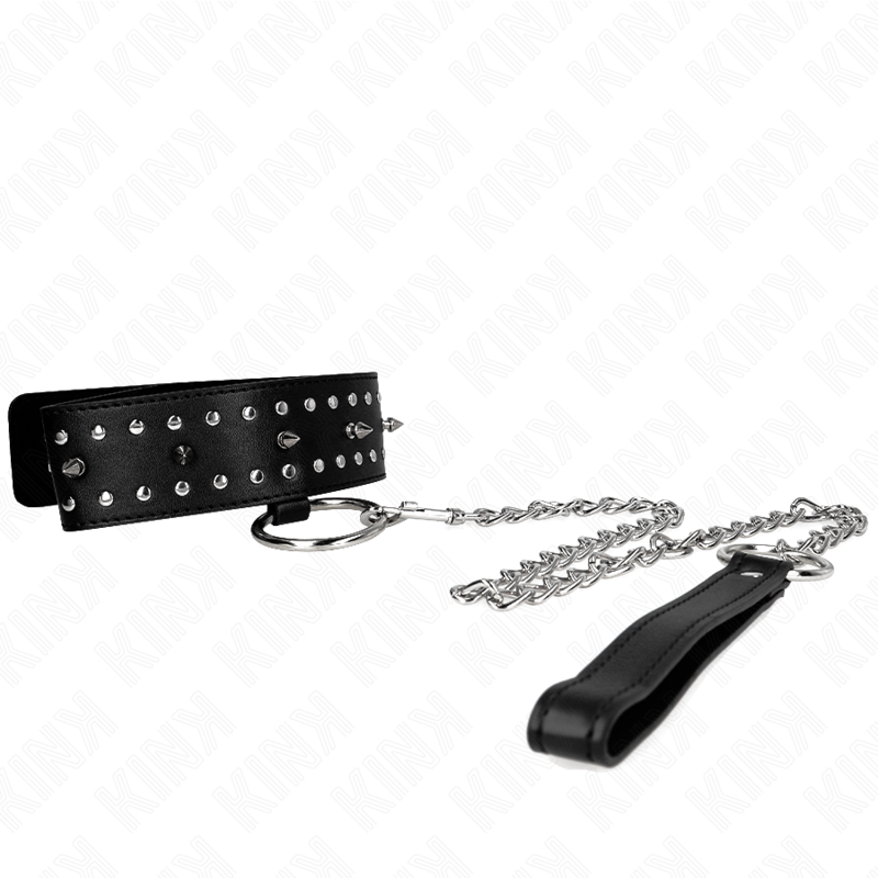 KINK COLLAR & GAG Collier Laisse 65 Cm Clous Argentés Modèle 1 Ajustable 36... — vue alternative