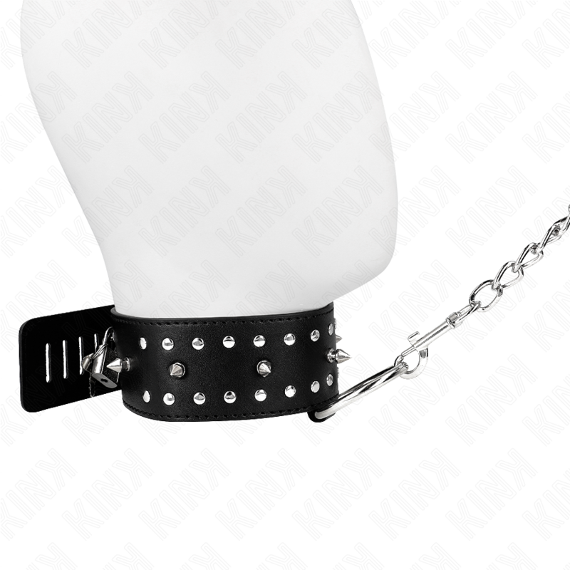 KINK COLLAR & GAG Collier Laisse 65 Cm Clous Argentés Modèle 1 Ajustable 36... — vue arrière