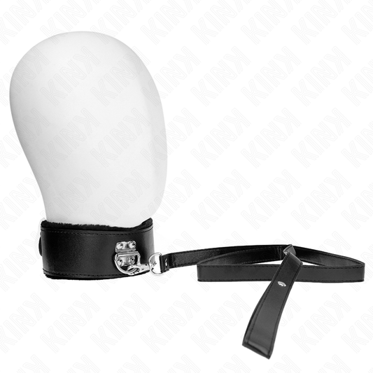 KINK COLLAR & GAG Collier Laisse 116 Cm Clous Argentés Modèle 4 Noir Ajusta... - Aura Intime