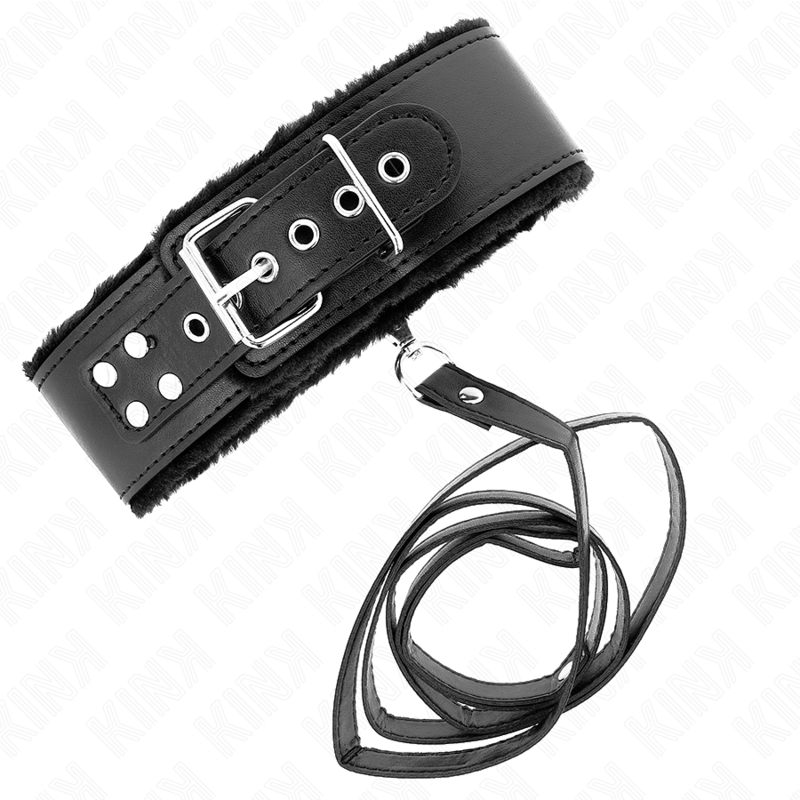 KINK COLLAR & GAG Collier Laisse 116 Cm Clous Argentés Modèle 4 Noir Ajusta... — vue détaillée