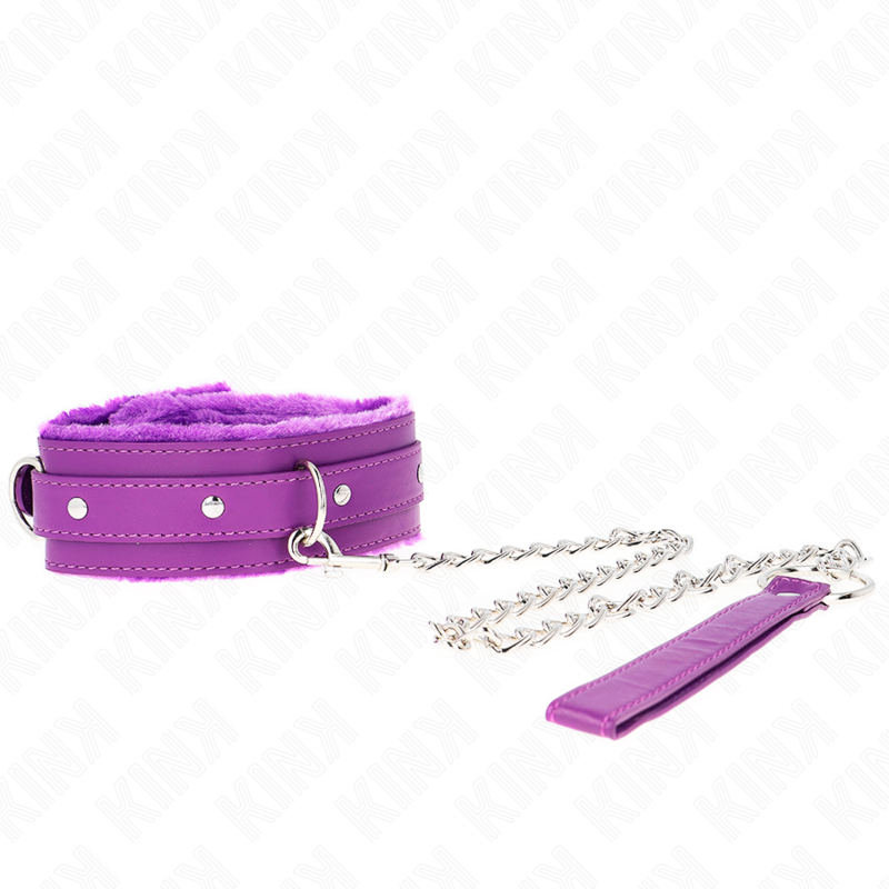 KINK COLLAR & GAG Collier Laisse 65 Cm Restrictions Violet 36-42 Cm X 5,5 Cm — vue détaillée