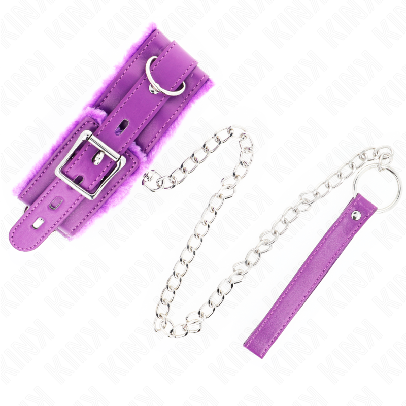 KINK COLLAR & GAG Collier Laisse 65 Cm Restrictions Violet 36-42 Cm X 5,5 Cm — accessoires inclus