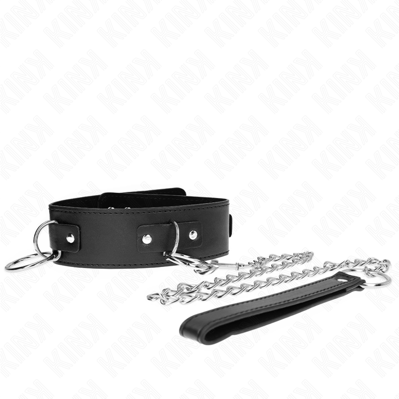 KINK COLLAR & GAG Collier Laisse 65 Cm 3 Anneaux Modèle 2 Réglable 36-43 Cm... — vue alternative