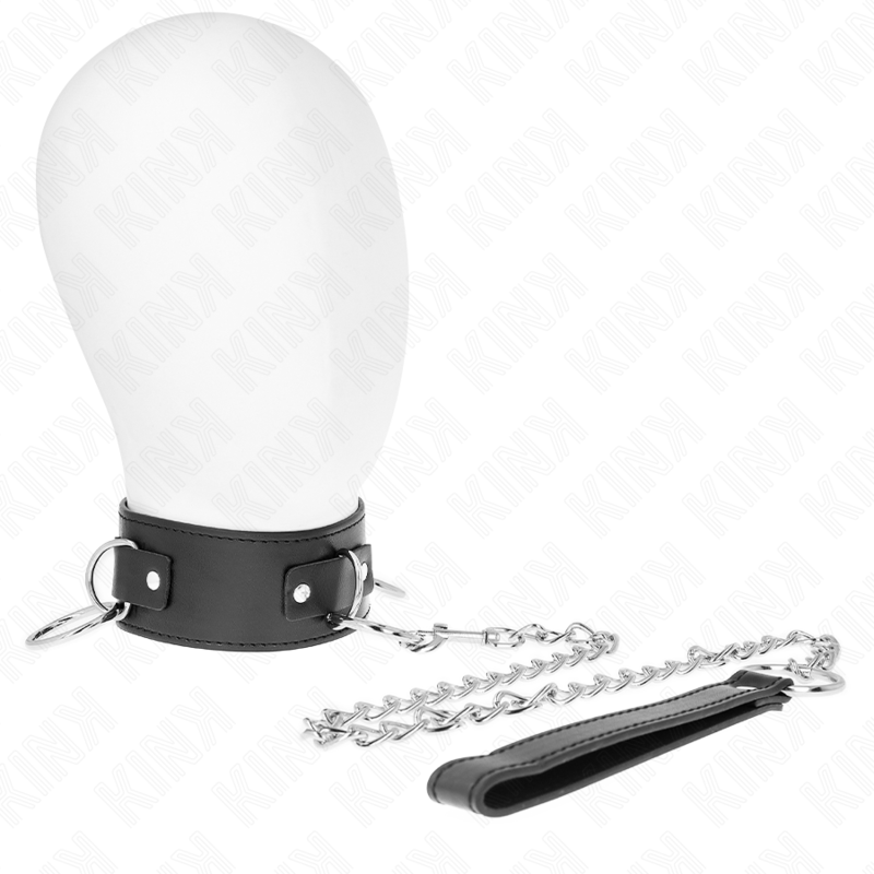 KINK COLLAR & GAG Collier Laisse 65 Cm 3 Anneaux Modèle 2 Réglable 36-43 Cm... - Aura Intime