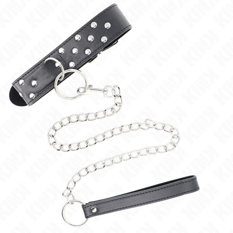 KINK COLLAR & GAG Collier Rivet Anneau Ceinture 65 Cm Noir Ajustable 36-50 ... — vue détaillée