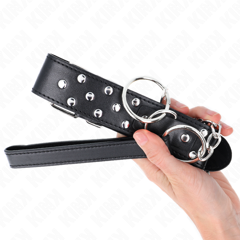 KINK COLLAR & GAG Collier Rivet Anneau Ceinture 65 Cm Noir Ajustable 36-50 ... — accessoires inclus