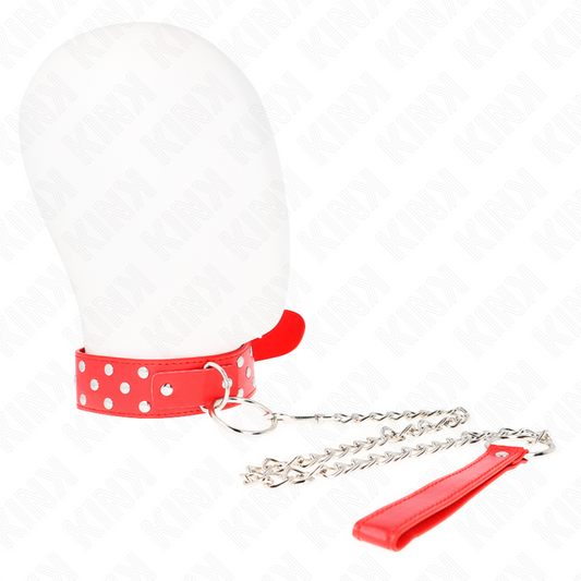 KINK COLLAR & GAG Collier Rivet Anneau Ceinture 65 Cm Rouge Ajustable 36-50... - Aura Intime
