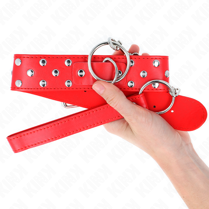 KINK COLLAR & GAG Collier Rivet Anneau Ceinture 65 Cm Rouge Ajustable 36-50... — vue alternative