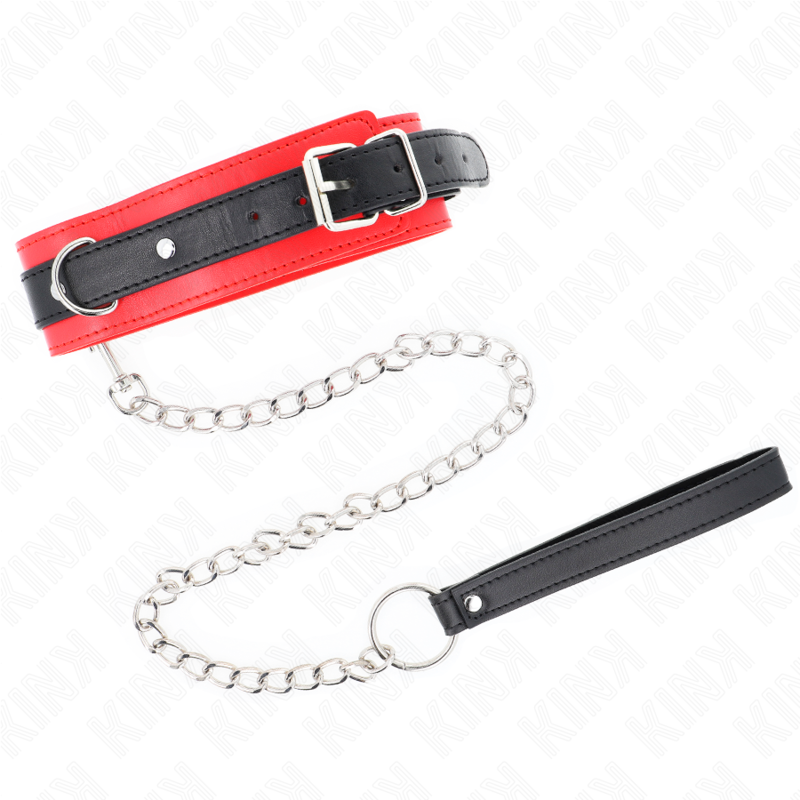 KINK COLLAR & GAG Collier Modèle Basic Laisse 65 Cm Modèle 3 Rouge 53 X 5 Cm — vue détaillée