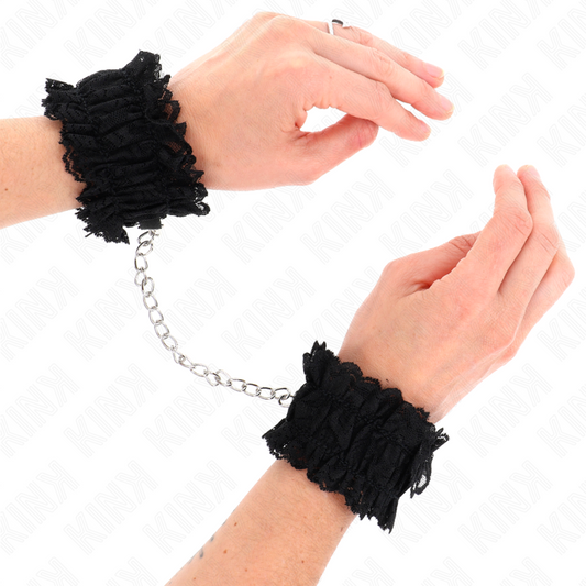 KINK WRIST RESTRAINT Attache-Poignets Élastiques Dentelle Noir - Aura Intime