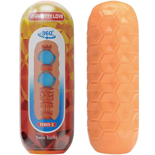 PRETTY LOVE FLIRTATION MASTURBATEUR HOMME À DEUX BOULES ORANGE - Aura Intime