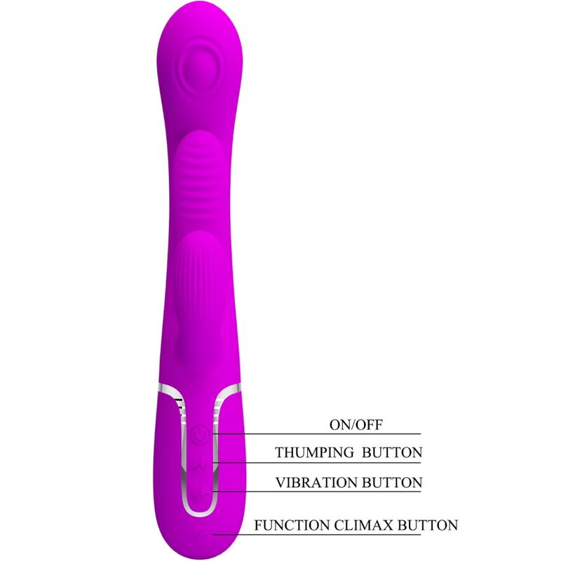 PRETTY LOVE FLIRTATION Shania Triple Rabbit Vibrateur Multifonction Rose — accessoires inclus