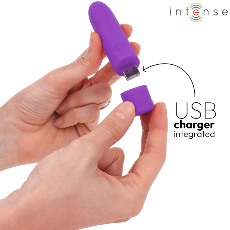 INTENSE FUN TOYS Symone Bullet Vibrant Rechargeable Usb 8 Vibrations Viole... — accessoires inclus