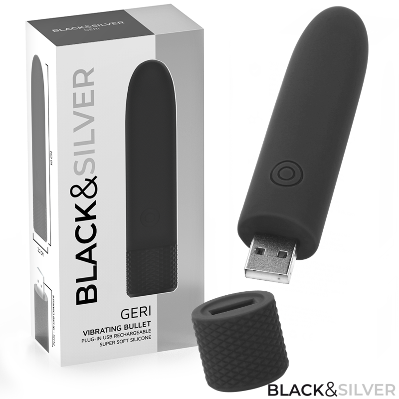 BLACK&SILVER Geri Bullet Vibrant Rechargeable Usb 8 Vibrations Noir 10... - Aura Intime