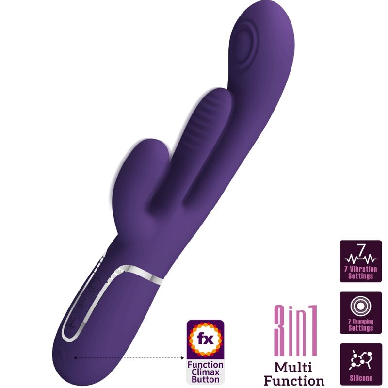 PRETTY LOVE Shania Triple Rabbit Vibrateur Multifonction Violet — vue détaillée