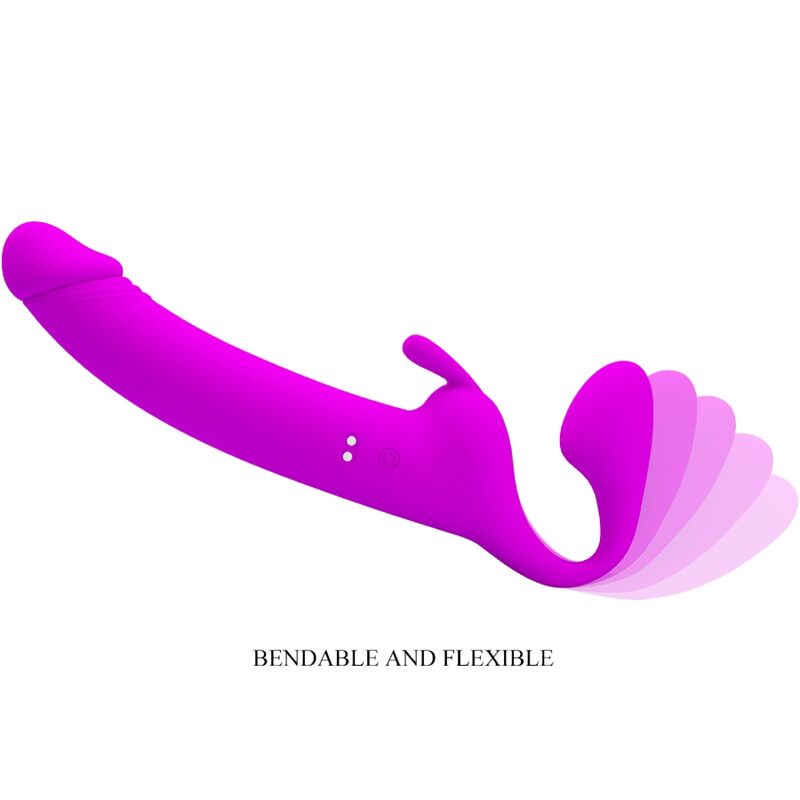 PRETTY LOVE PARTY UP ZANINI STRAPLESS STRAP-ON 10 VIBRATIONS VIOLET — accessoires inclus