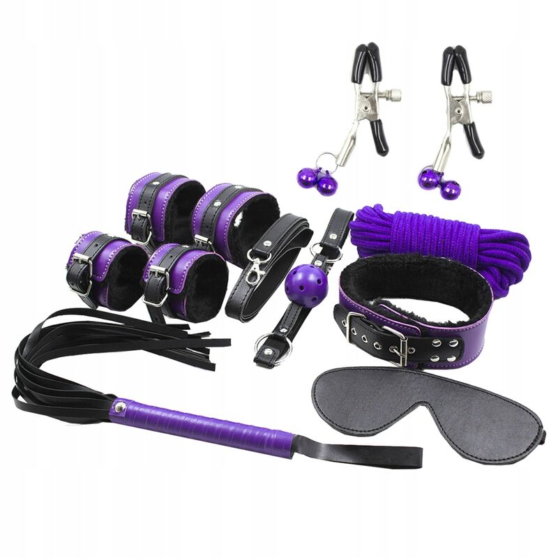 SECRETPLAY 100% FETISH Bdsm Set 8Pcs Purble / Noir. - Aura Intime