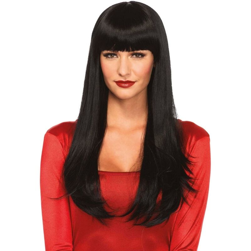 LEG AVENUE ACCESSORIES Perruque Longue Droite Bangin Noire - Aura Intime