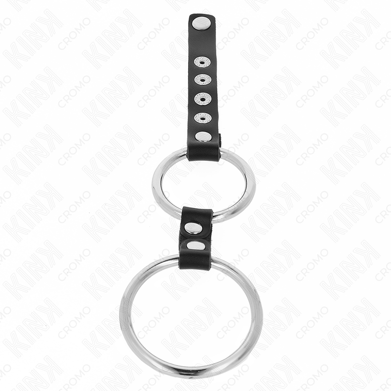 KINK RING POWER Double Anneau Pénis Métal 3,8 Cm À 5 Cm Connecté Au Cuir — vue alternative