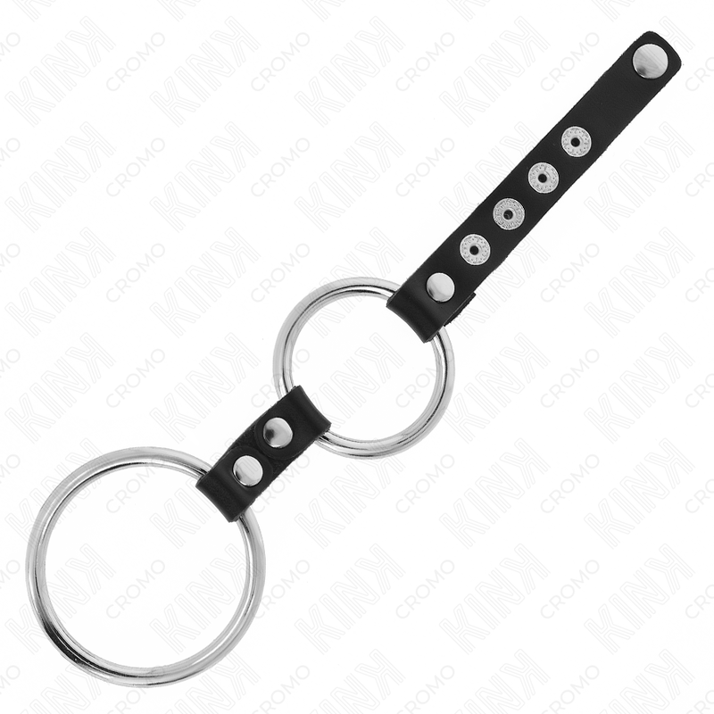 KINK RING POWER Double Anneau Pénis Métal 3,8 Cm À 5 Cm Connecté Au Cuir — vue arrière