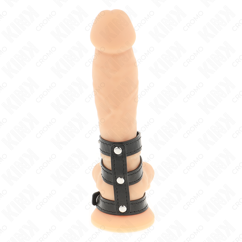KINK RING POWER Anneau Pénis Cuir Triple Fermeture À Pression — vue détaillée