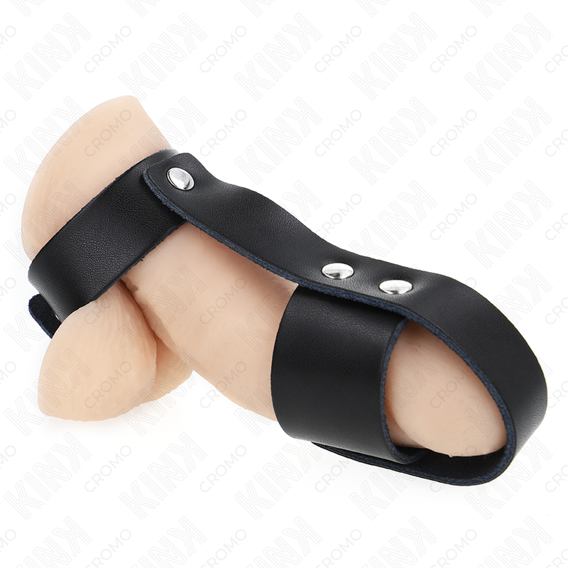 KINK RING POWER Anneau Cage À Pénis Cuir Séparateur Balles Réglable - Aura Intime