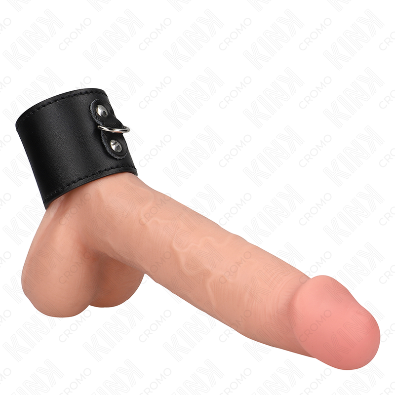 KINK RING POWER Anneau Pénis Cuir Fermeture À Pression 18 X 5 Cm - Aura Intime