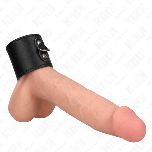 KINK RING POWER Anneau Pénis Cuir Fermeture À Pression 18 X 5 Cm - Aura Intime