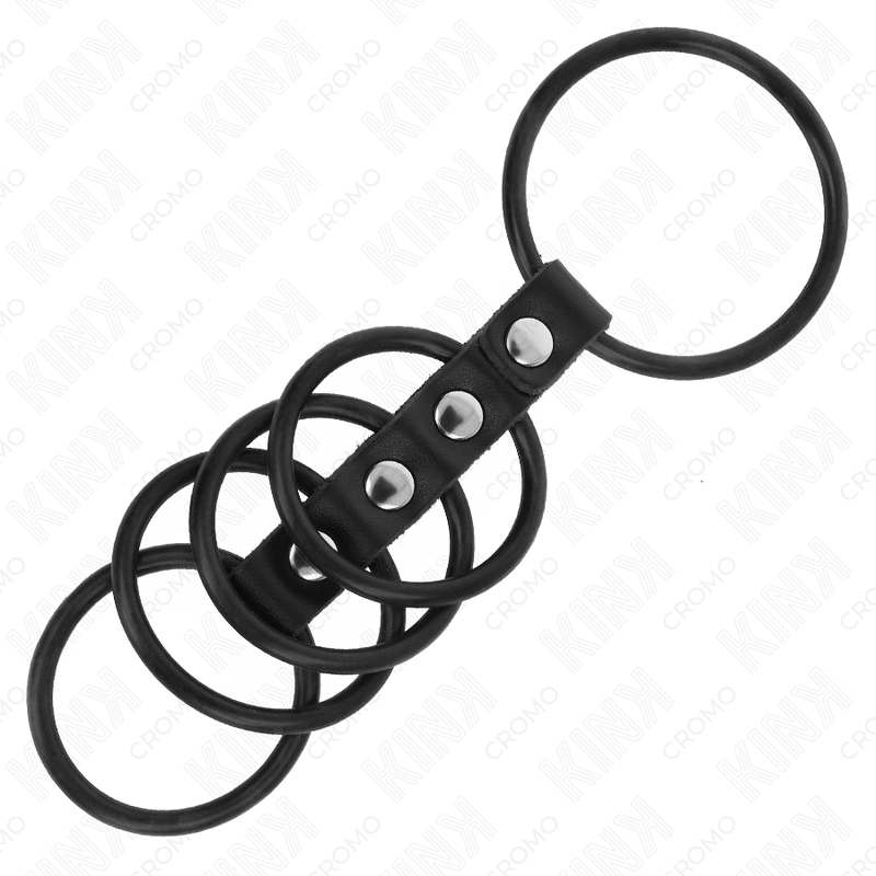 KINK RING POWER 5 Anneaux Pénis Silicone 3,8 Cm À 4,8 Cm Connectés Par Cuir — vue alternative