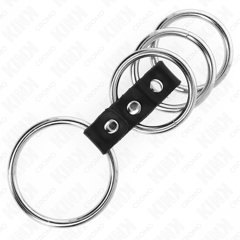KINK RING POWER 4 Anneaux Pénis Métal 3,7 Cm À 5 Cm Connectés Par Cuir — vue arrière