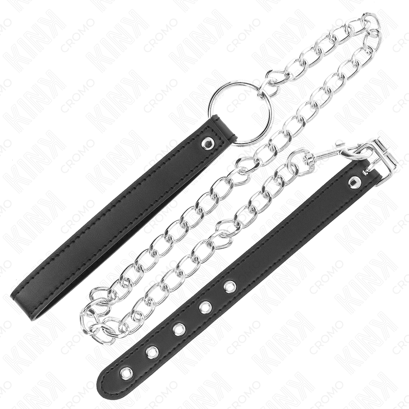KINK RING POWER Anneau Pénis Cuir 21,5 X 2 Cm Chaîne Métal 60 Cm Sangle Cuir — vue arrière