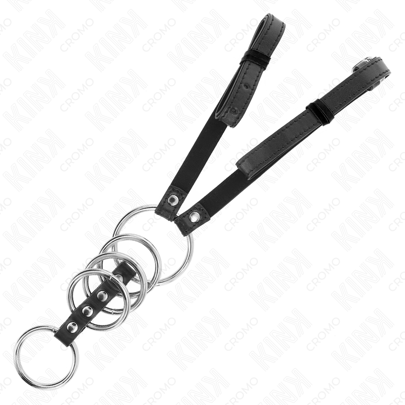 KINK RING POWER 5 Anneaux Pénis 3,8 Cm À 5 Cm Métal Ceinture Cuir 112 Cm — vue arrière