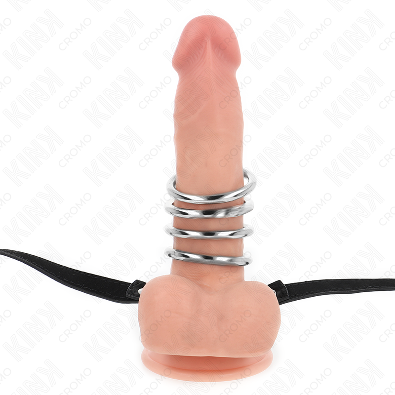 KINK RING POWER 5 Anneaux Pénis 3,8 Cm À 5 Cm Métal Ceinture Cuir 112 Cm — vue alternative