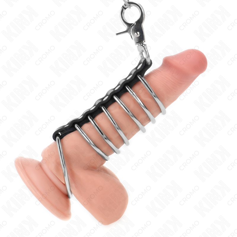 KINK RING POWER 7 Anneaux Pénis Métal 3,8 Cm À 5 Cm Connectés Cuir Chaîne... - Aura Intime