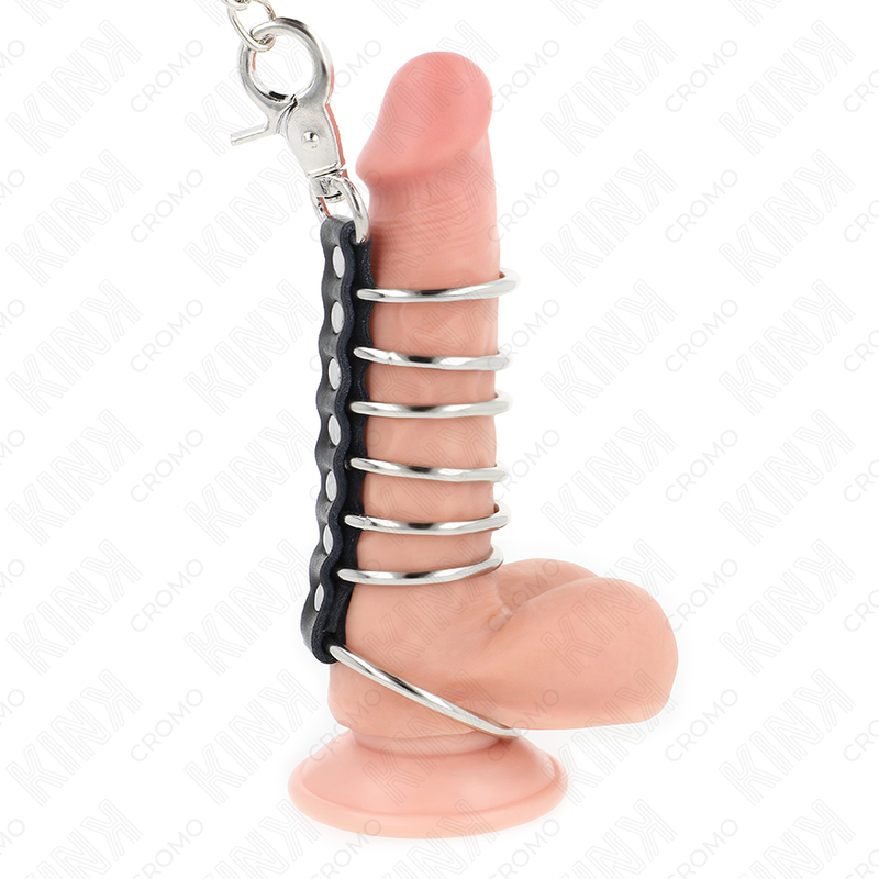 KINK RING POWER 7 Anneaux Pénis Métal 3,8 Cm À 5 Cm Connectés Cuir Chaîne... — vue détaillée