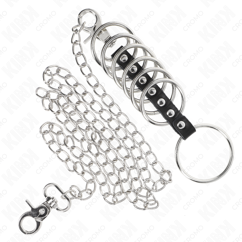 KINK RING POWER 7 Anneaux Pénis Métal 3,8 Cm À 5 Cm Connectés Cuir Chaîne... — vue arrière