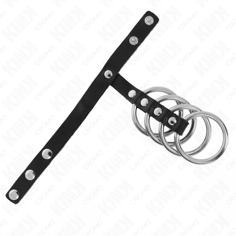 KINK RING POWER 4 Anneaux Pénis Métal 3,8 Cm Connectés Sangle Cuir 22 X 1... — vue arrière