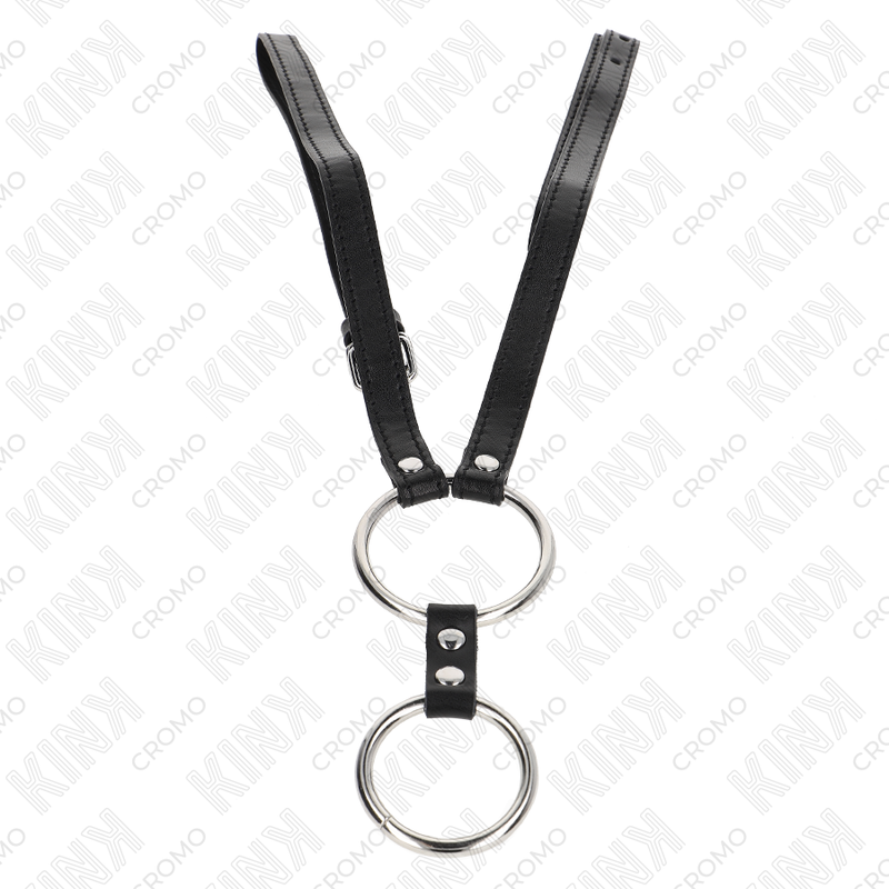 KINK RING POWER Double Anneau Pénis Métal 3,8 Cm À 5 Cm Ceinture Cuir 112 Cm — vue alternative