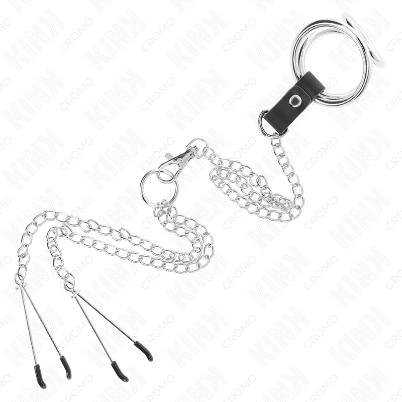 KINK RING POWER Anneau Pénis Métal Triple Chrome 3,8 Cm À 5 Cm Chaîne Mét... — accessoires inclus