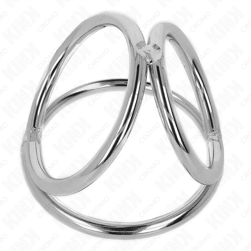 KINK RING POWER Anneau Pénis Métal Triple Chrome 3,8 Cm À 5 Cm Modèle 2 — accessoires inclus
